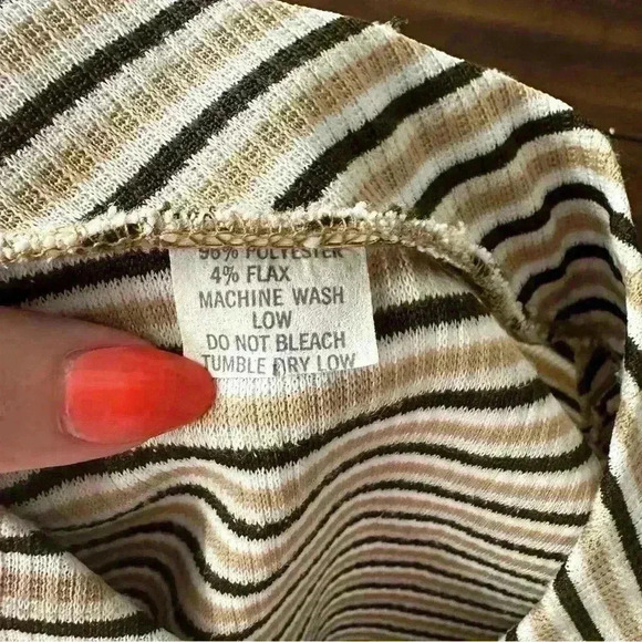 Vintage striped short sleeve button front top with waist tie size‎ small - Picture 8 of 9